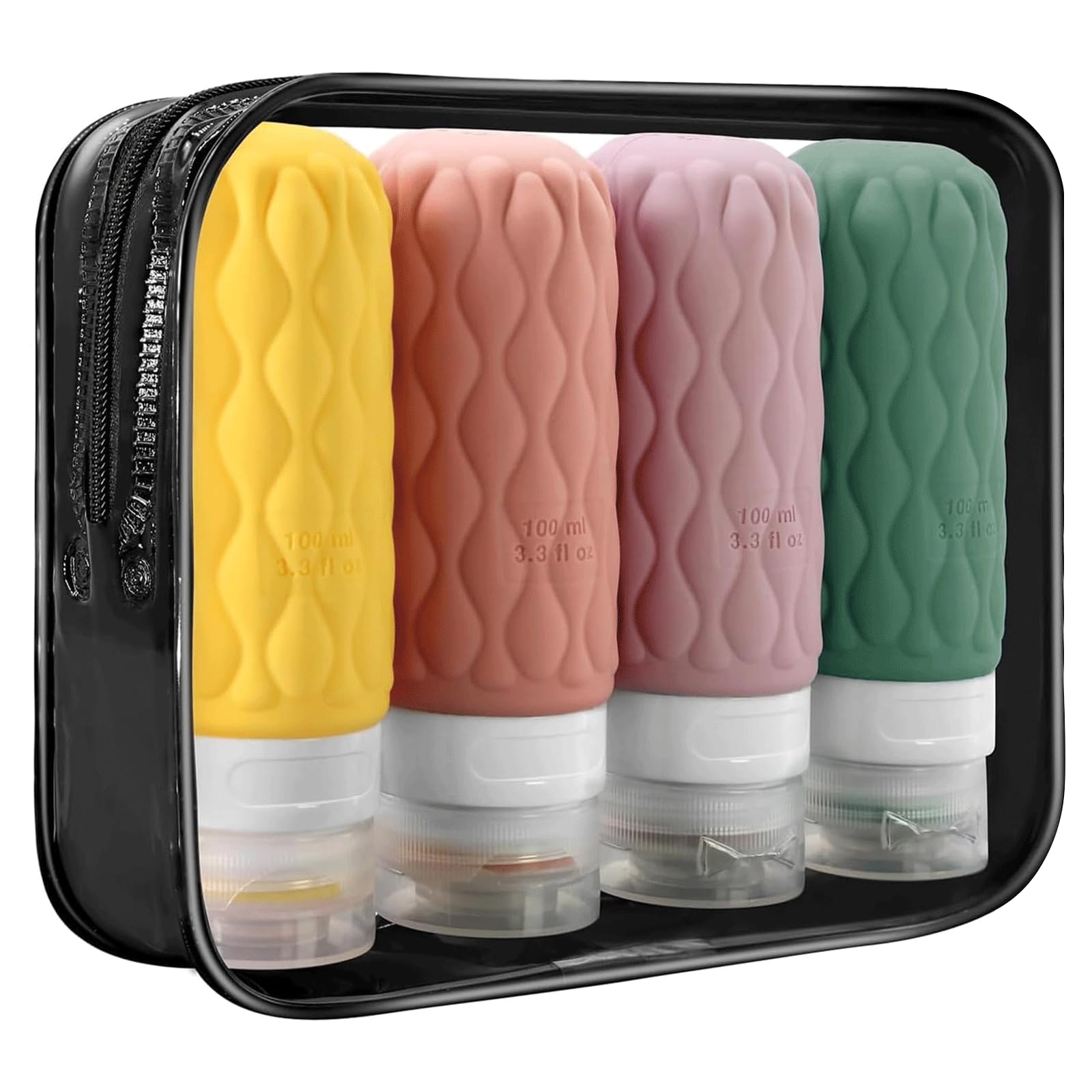 Ecagewill Flacon Voyage Silicone Anti-Fuite Rechargeables Approuvées par la TSA Contenant Voyage, kit voyage avion cabine 100 ml, Pour Shampooing Lotion Revitalisant Gel Douche Ecagewill Flacon Voyage Silicone Anti-Fuite Rechargeables Approuvées par la TSA Contenant Voyage, kit voyage avion cabine 100 ml, Pour Shampooing Lotion Revitalisant Gel Douche