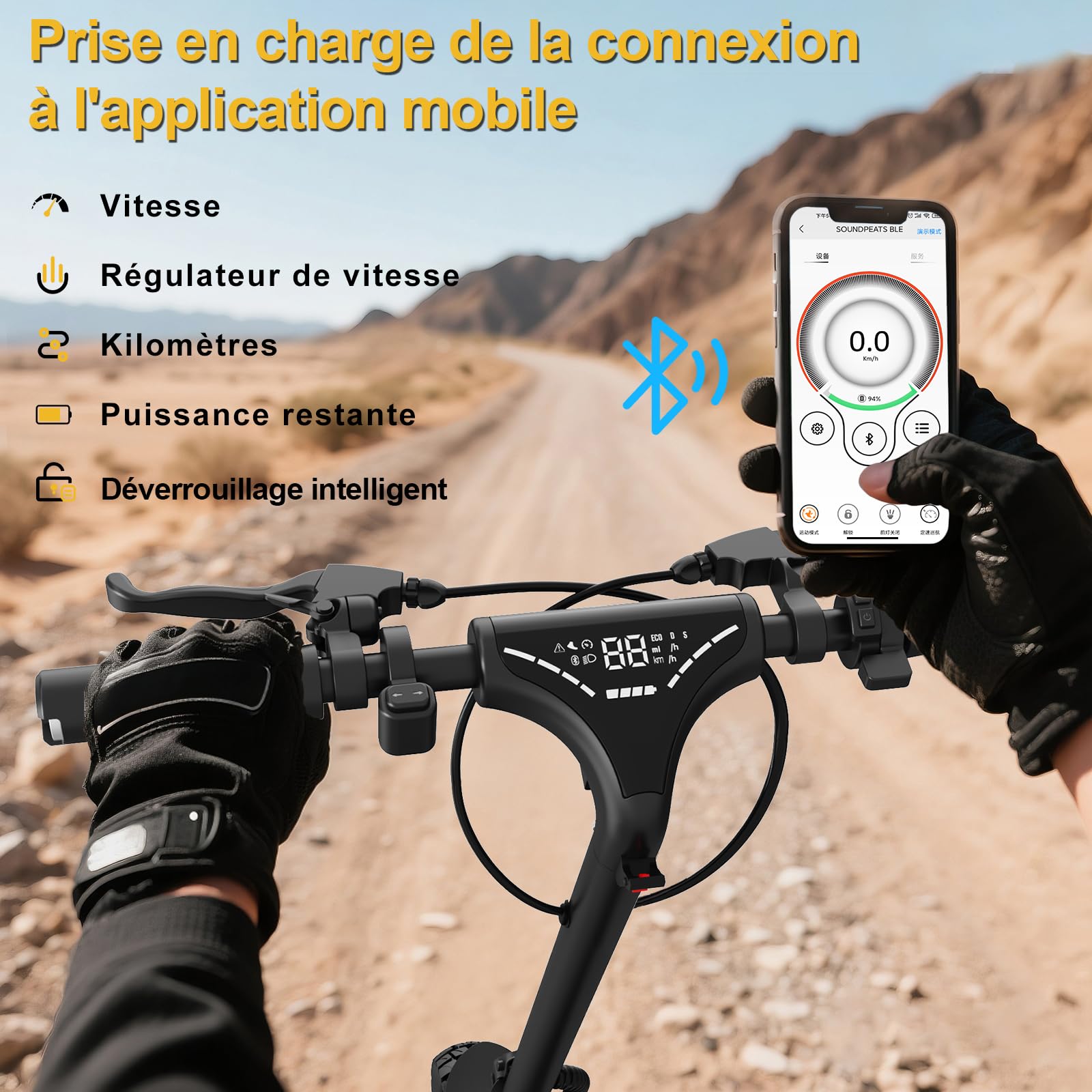 Trotinette Electrique Adulte Tout Terrain Autonomie 80km APP Contrôle Moteur 2000W Batterie 48V 18.2Ah Trottinette électrique Adulte Puissante Double Suspension Scooter Electrique Adulte(X5S