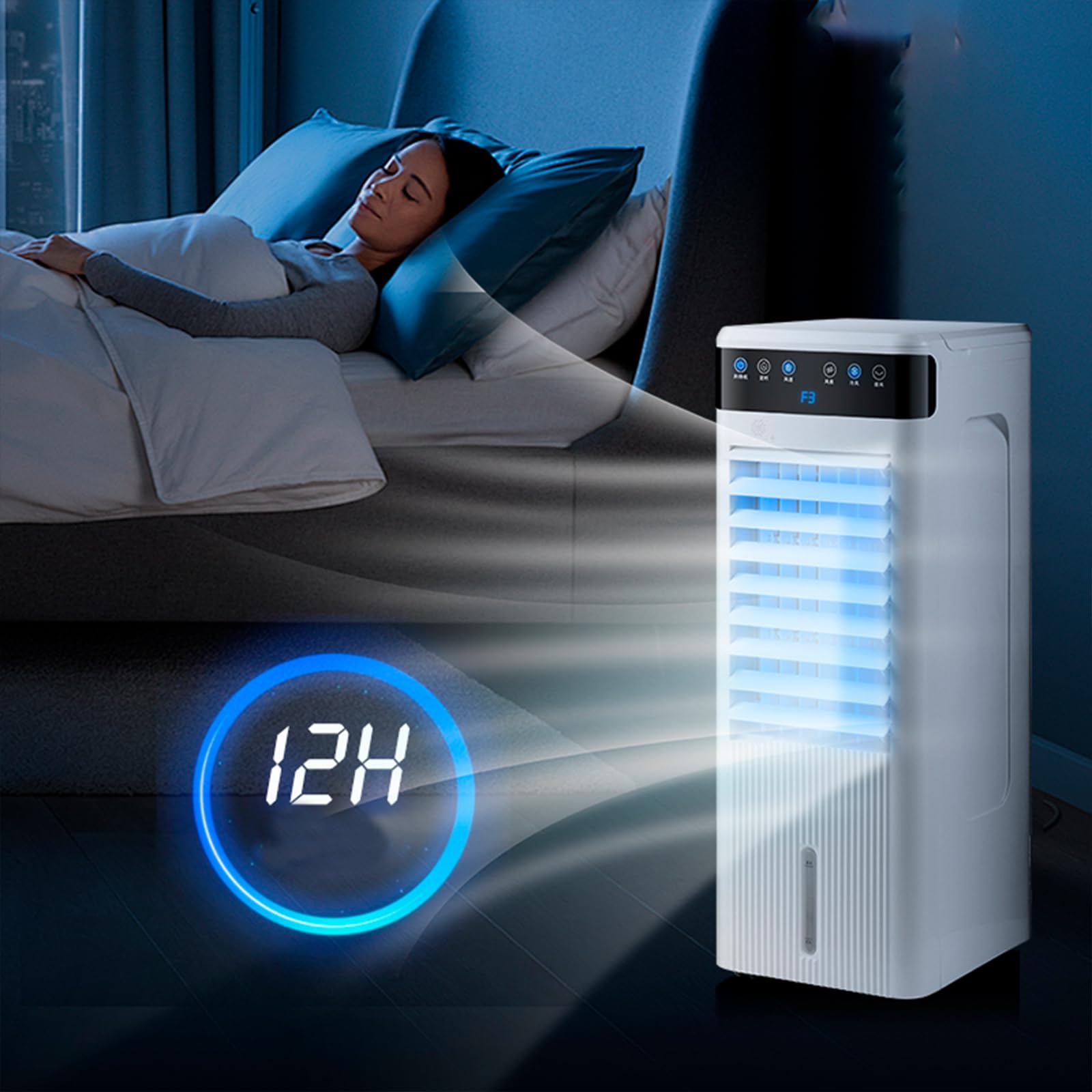 Climatizador de Frío y Calor, 3 en 1: Enfría, Calienta y Humidifica, Ventilador con Oscilación, Aire Acondicionado Portátil, Hogar