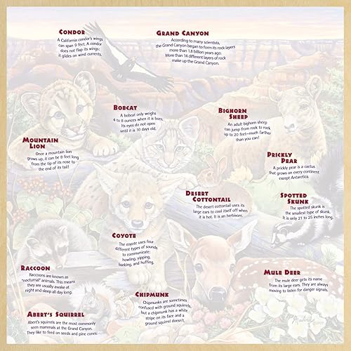 Miniatura 4 de Masterpieces Rompecabezas de 48 piezas de hechos divertidos para niños, rompecabezas de madera Jr Ranger Grand Canyon Wildlife - 12 x 12 pulgadas