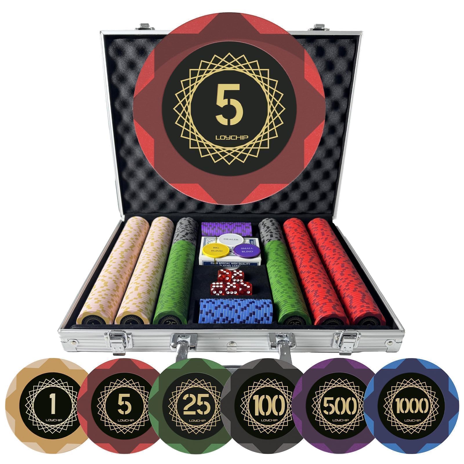 Amazon.com: LOYCHIP 500 pcs Poker Chips Set 14g Clay Composite