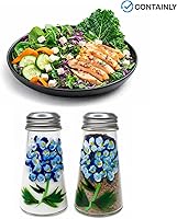 Vista 3 de Juego de salero y pimentero de hortensias azules cónicas pintadas a mano