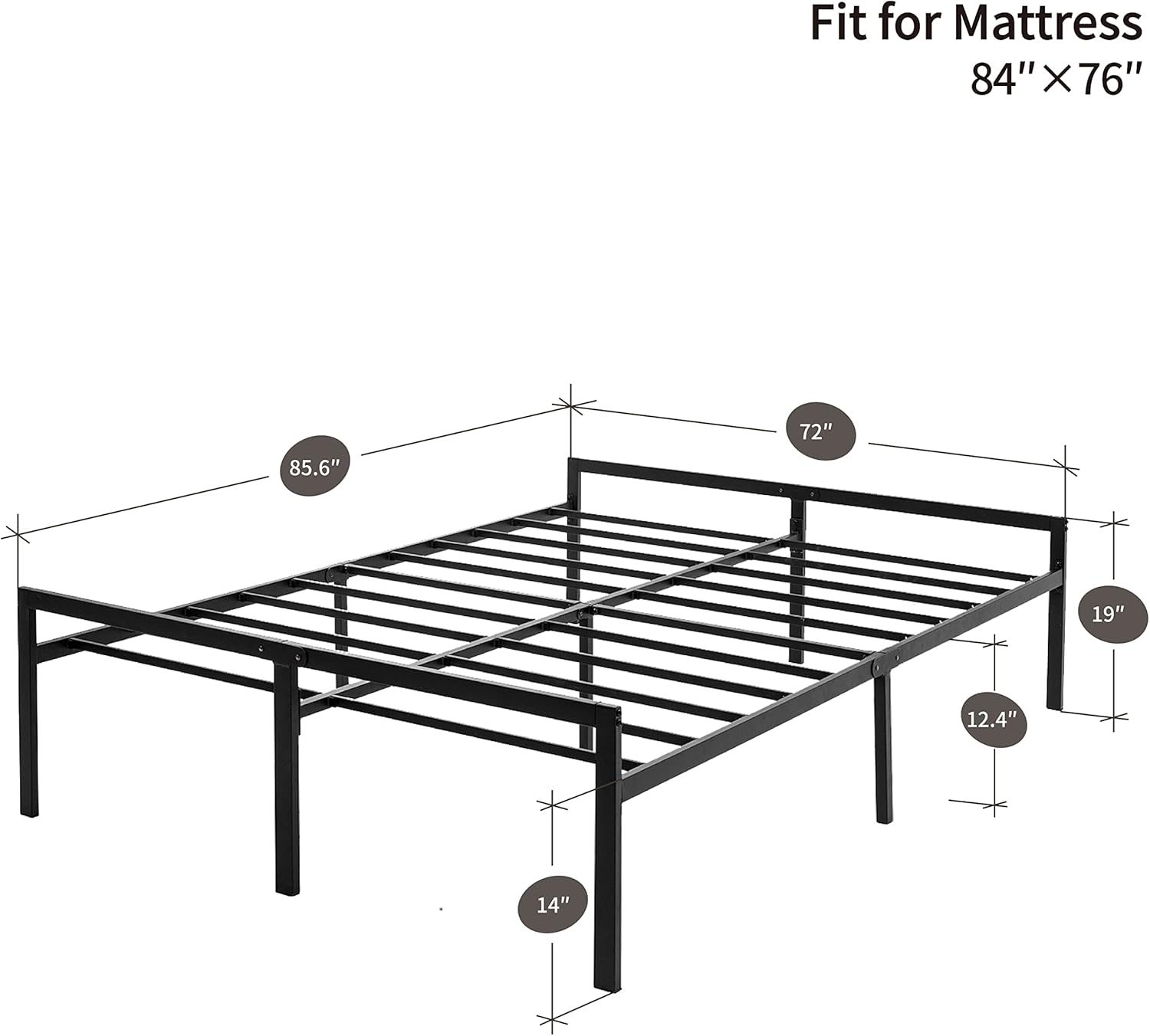 Metal Bed Frame Calafornia King - Black Metal Platform Bed 14 Inch with Storage, Heavy Duty Easy Assembly No Box Spring Needed (Calafornia King)