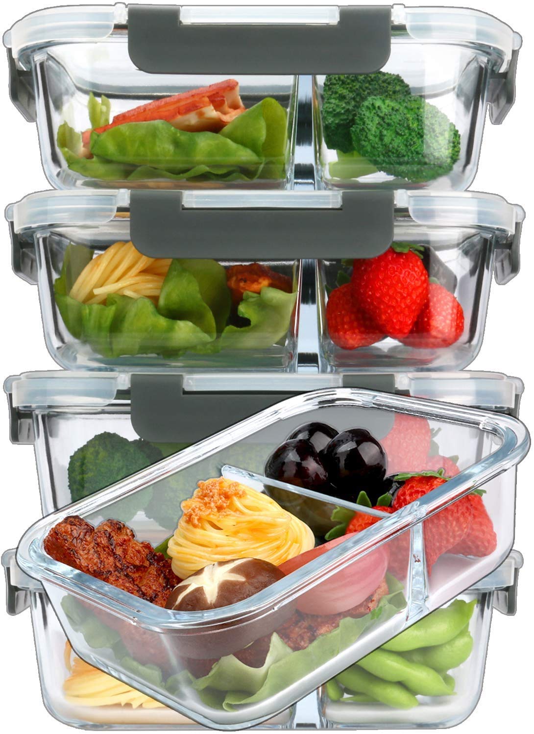 Buy Marve Glass Meal Prep Containers 2 Compartment [3Pack, 36oz