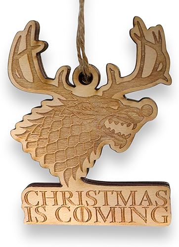 Ornament - Christmas is Coming - Raw Wood 4x3in