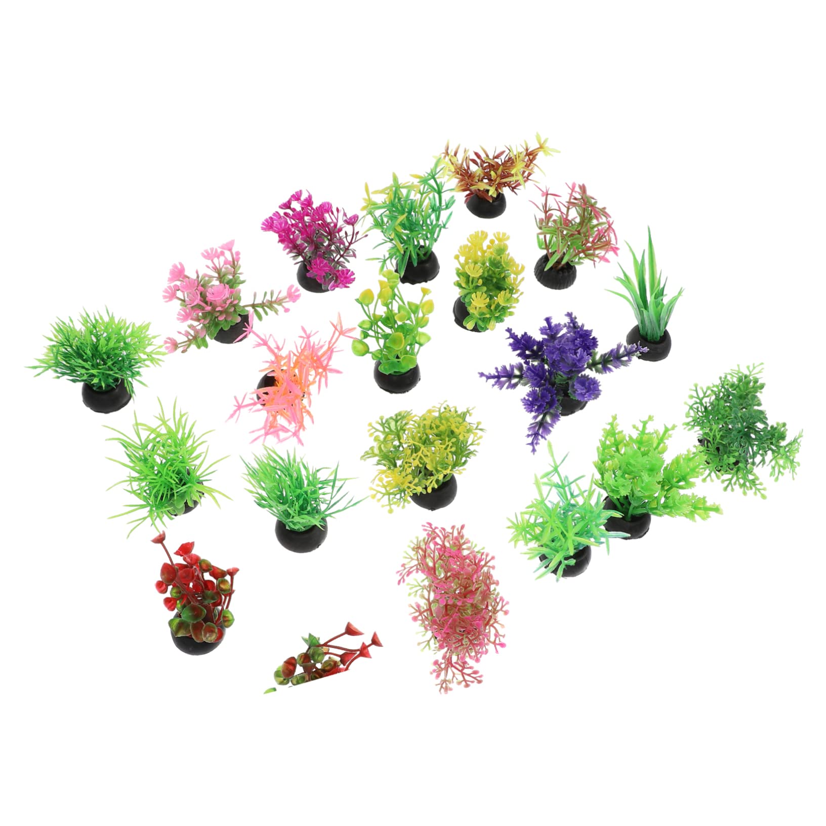 Sosoport 5 Sätze Aquarium Landschaftsbau Wasserpflanzen Aquarium Dekoration Kunstpflanze Mini-aquarienpflanzen Tank Teich Dekoratives Wassergras Mikrolandschaftsdekor Plastik 20 Stück * 5