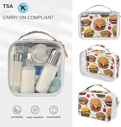 Miniatura 5 de Funny Hamburgers Clear Toiletry Bag for Traveling,2 Pack Makeup Cosmetic Bag with Zipper,Travel Bag for Toiletries,Travel Essentials 21215161