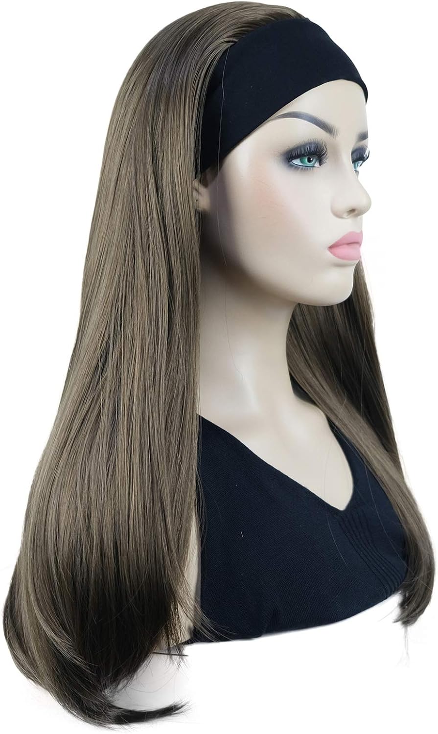 Lydell Long 3/4 Women's wigs hairpiece Straight with Adjust Black Headband wig Synthetic Hair (10 Medium Golden Brown) - Image 4