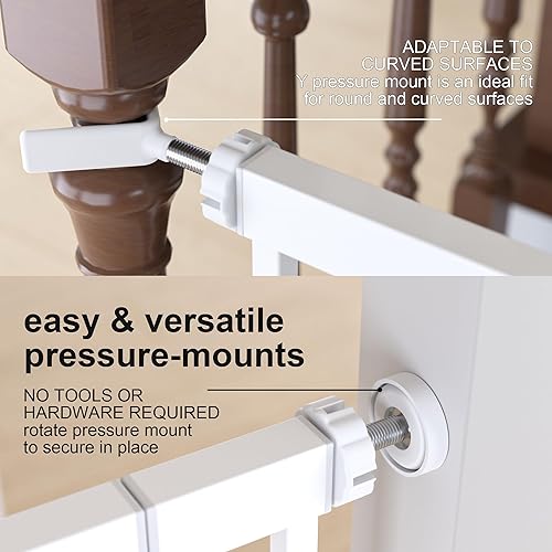 Miniatura 5 de Puerta de bebé de 30 pulgadas de alto para escaleras y puertas, se adapta a aberturas de 29 a 54 pulgadas de ancho, cierre automático, montado a