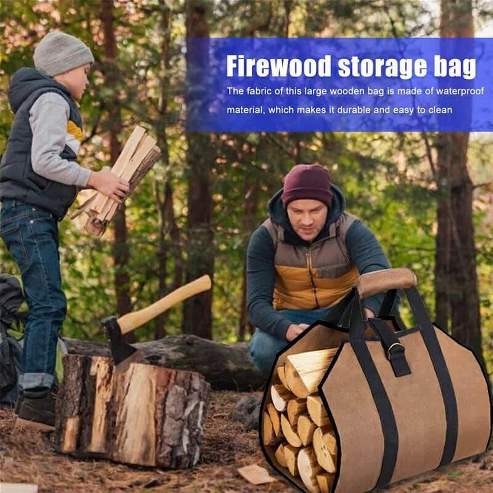 Torba na płótnie Firewood Wood Carrier - Trwały uchwyt kempingowy na zewnątrz do przenoszenia i przechowywania