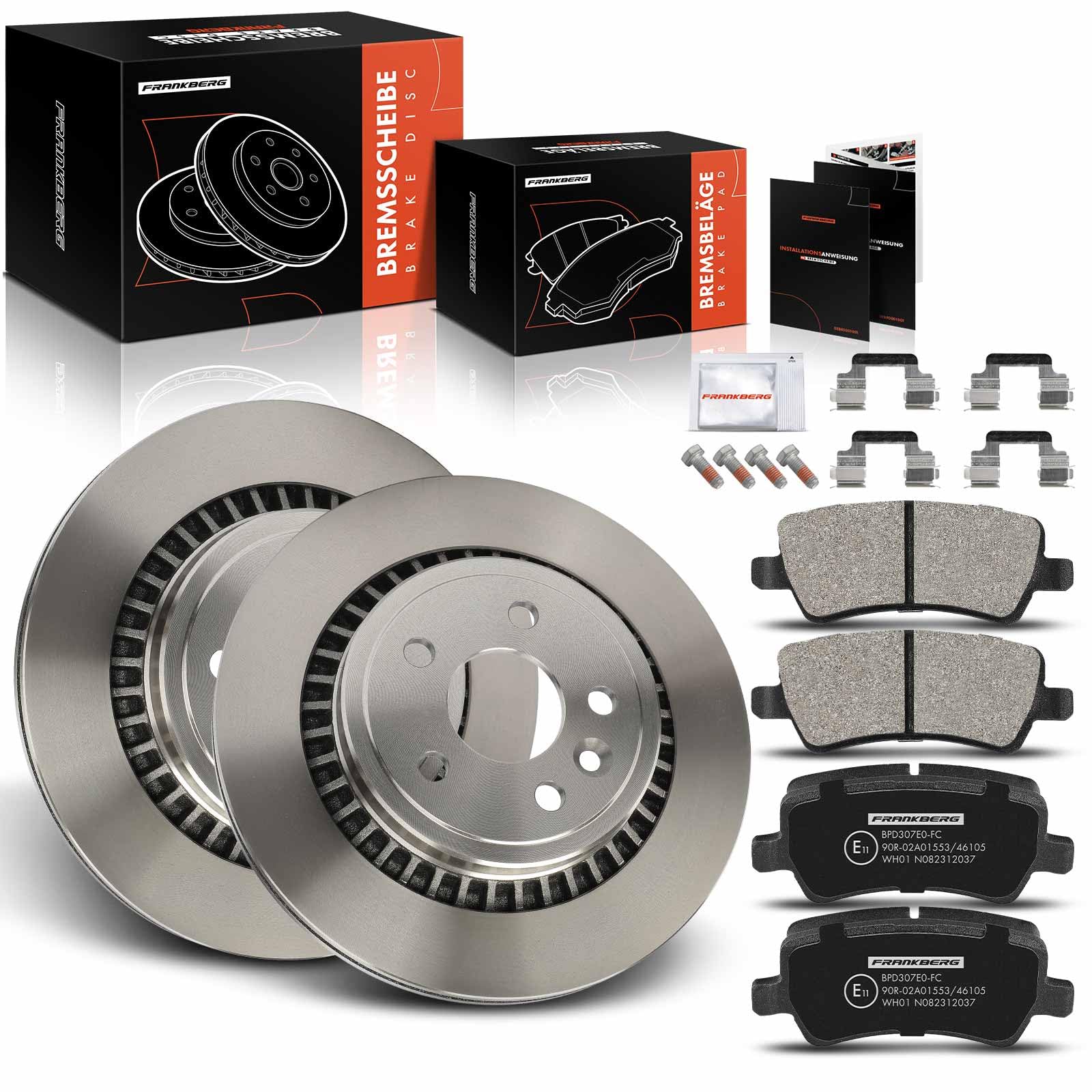 Frankberg Set freni incl. 2x Dischi Freno + 4x Pastiglie dei Freni Posteriore Compatibile con XC60 156 Replace# 31277357,31471033