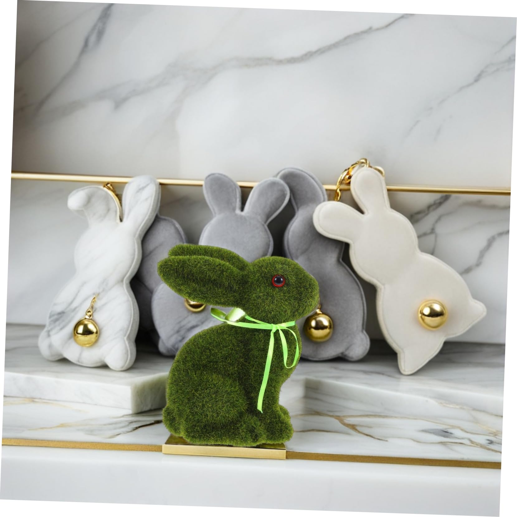 SOLUSTRE 4stücke Adorable Flocked Bunny Dekoration Für Ostern Realistische Plüschkaninchenfigur Für Wohnkultur Und Festliche Anlässe Und Sicher