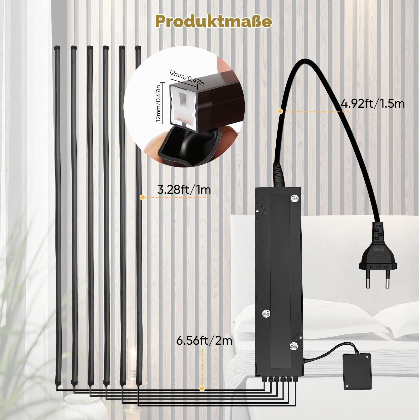 Akustikpaneele Beleuchtung, Dimmbare Zuschneidbar Eingebetteter Warmweiss 6 LED Strips mit Berührungssensor Einfache Installation für Akustikpaneele Regale Schränke Unterflurbeleuchtung