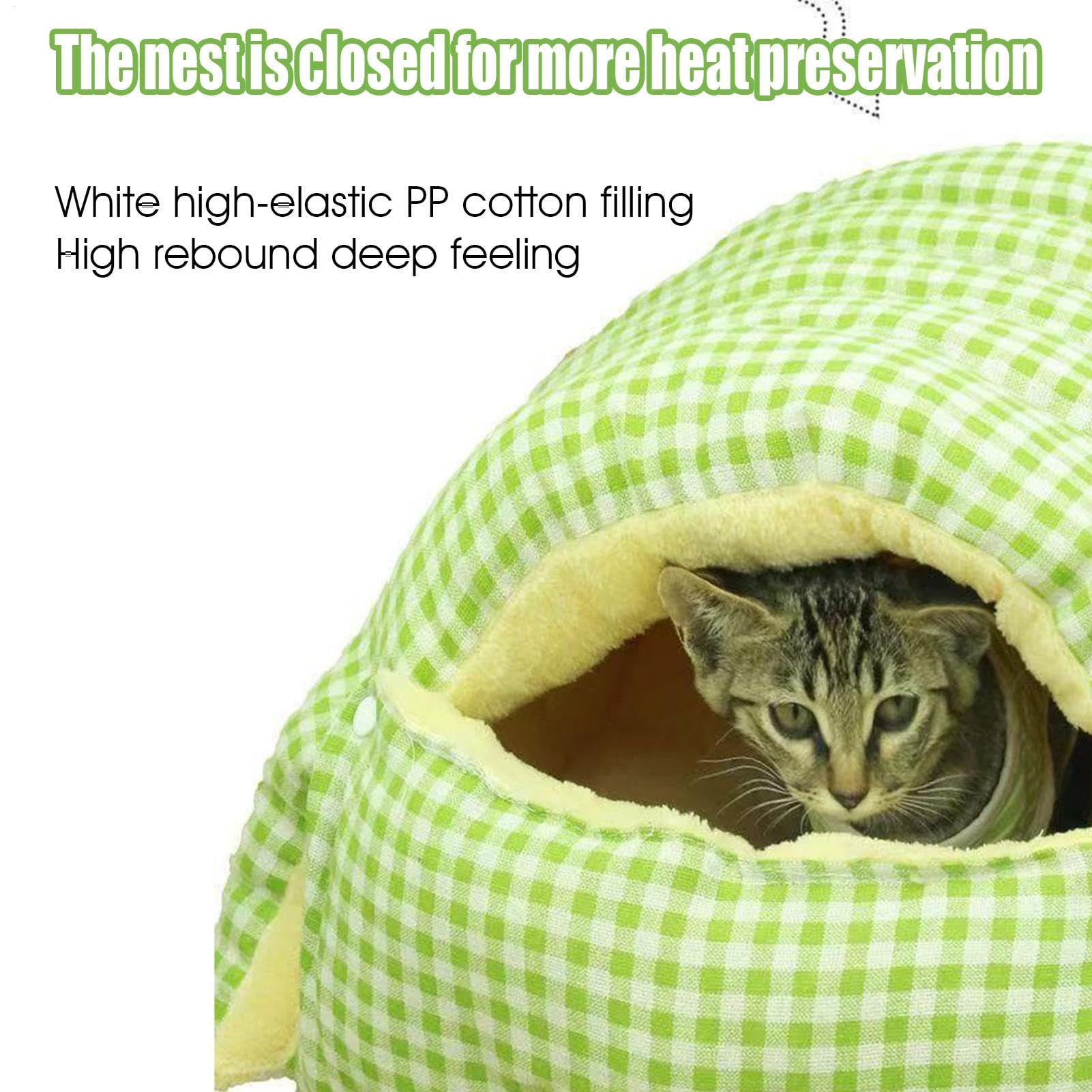 Cama de cueva para gatos, cama cubierta para gatos, linda cama extraíble y | cerrada para cachorros, bolsa de calor portátil para mascotas, accesorio de sueño lavable para sofá, cama, silla y suelo