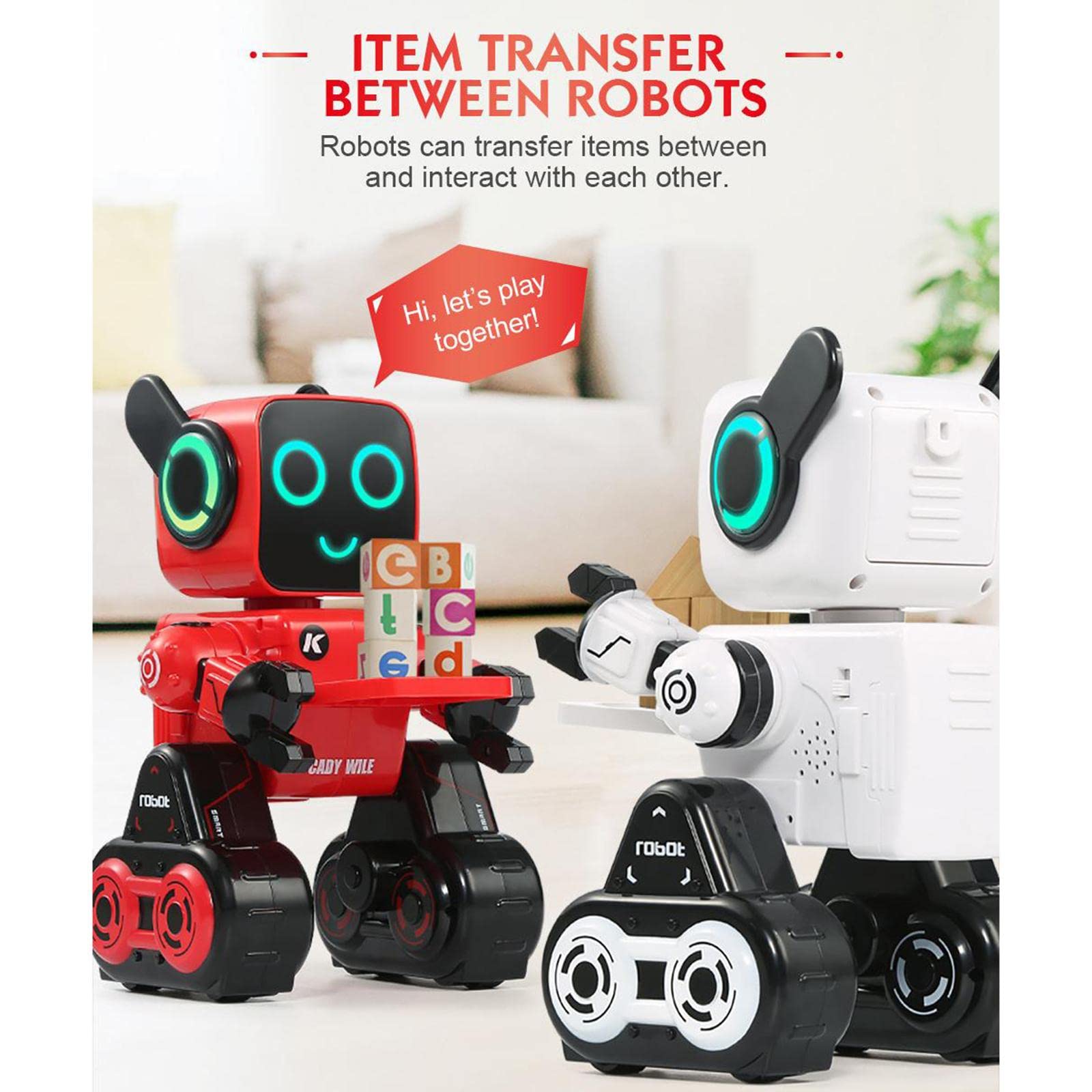 Robot Juguetes Inteligentes Interactivos Programables Control Remoto de Gestos Función Baile Material Plástico Función Cuentos Adecuado para Re, Rojo