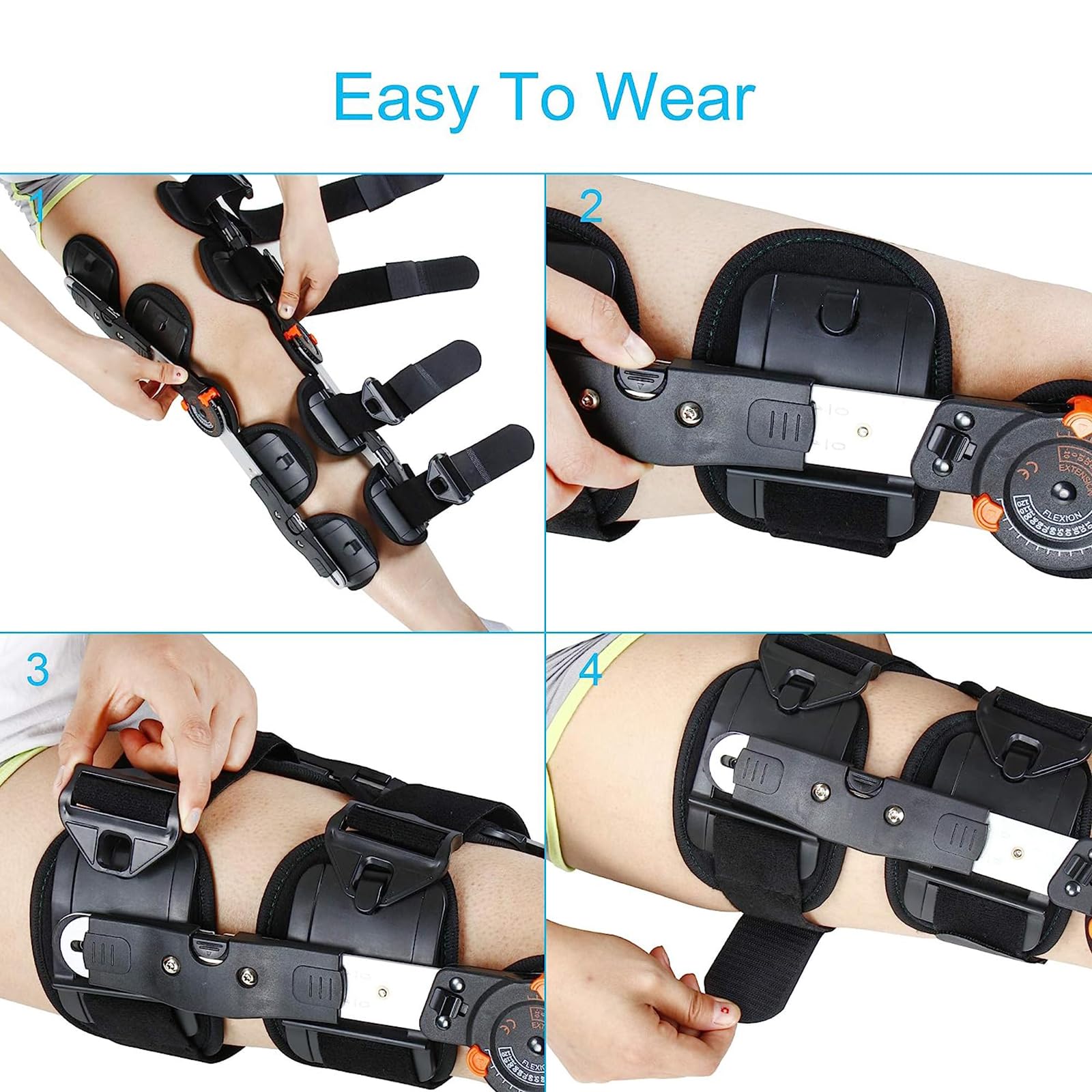Soporte de rodilla con bisagras, inmovilizador de recuperación de soporte de rodilla ajustable, correas cruzadas ajustables que ayudan a estabilizar la rodilla, para artritis/ACL/desgarro de menisco