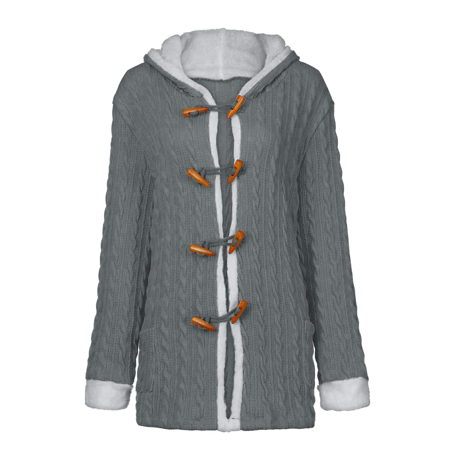 Elegante chaqueta de punto para mujer, de invierno, de punto largo, grueso, con capucha, cuello abierto