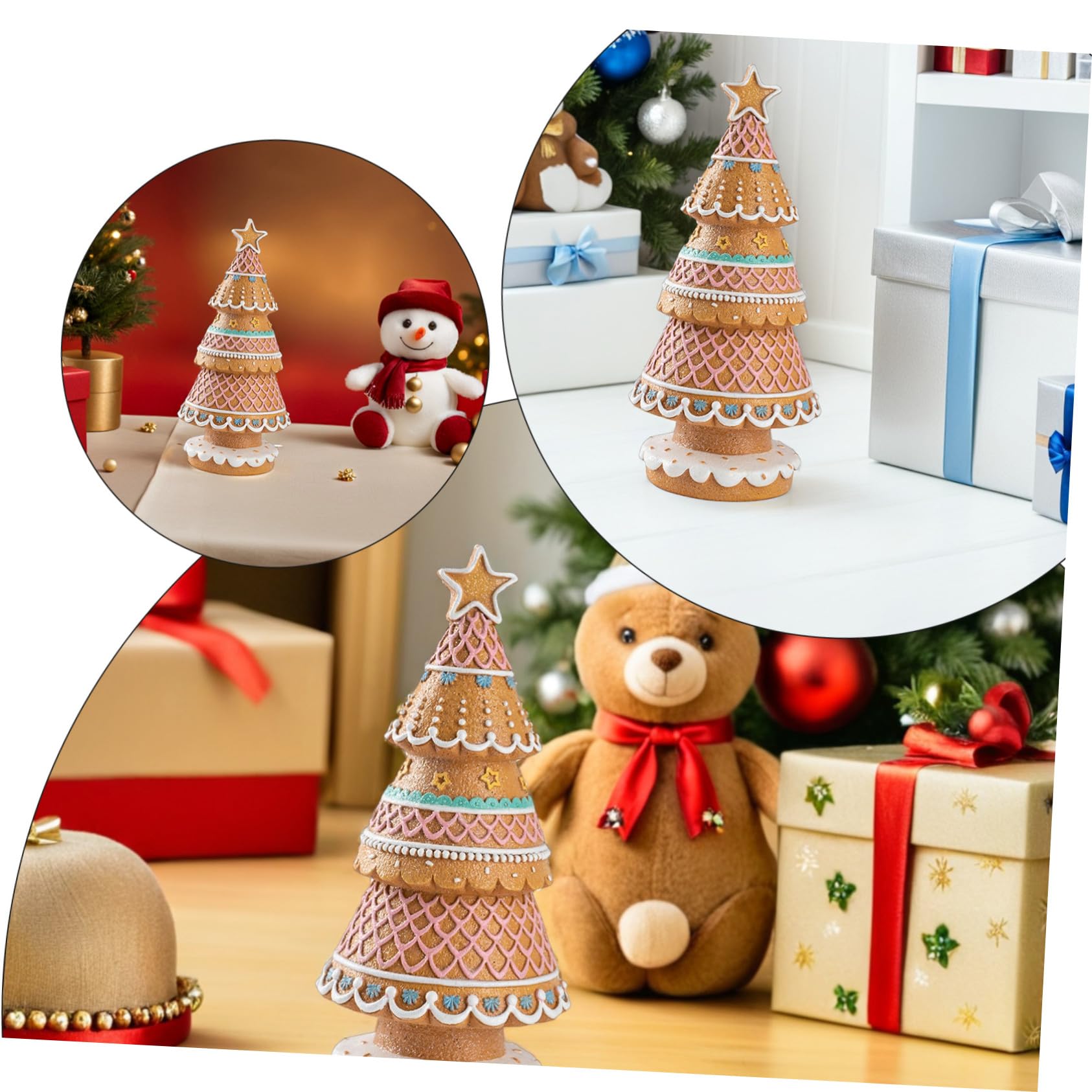 MAGICLULU Estatua de Árbol de Navidad de Jengibre Centro de Mesa de Árbol de Resina para Fiestas Torre de Jengibre Decorativa para Navidad para Repisa Interior Vacaciones de Invierno