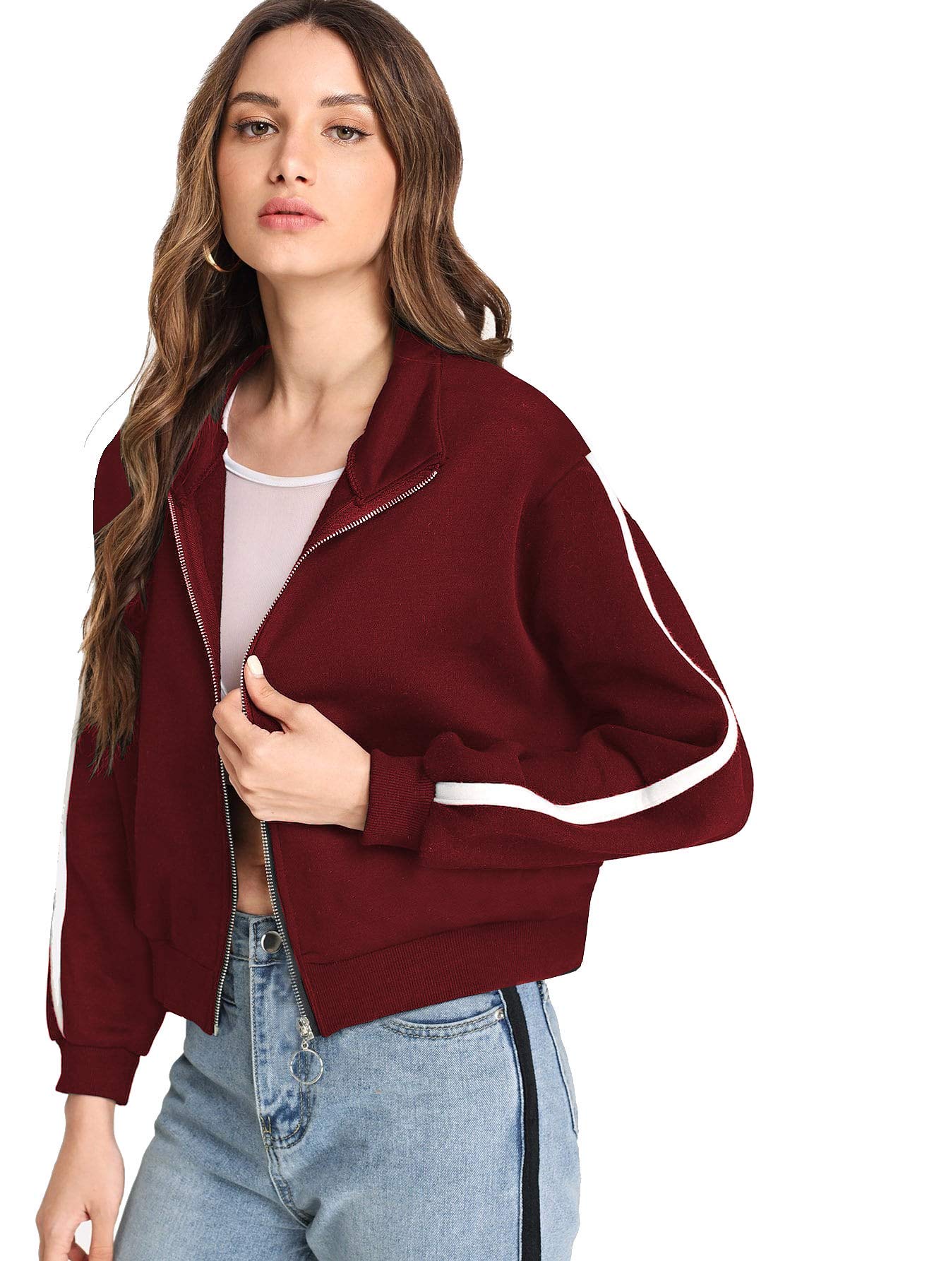 Fabricorn Sudadera elegante negra lisa para mujer (negro)