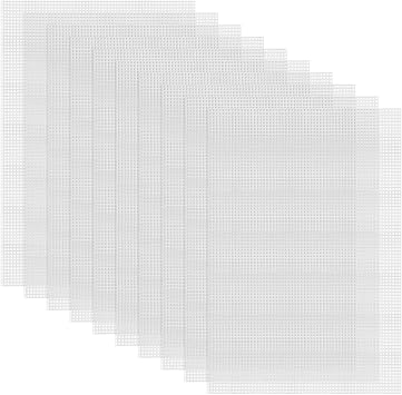 10pcs 4 Count Plastic Canvas Sheets,20 X 13 Inches Rigid Transparent Plastic Mesh Sheet, Needlepoint Canvas Sheet for Embroidery, Acrylic Yarn Craft, Knitting and Crochet Projects