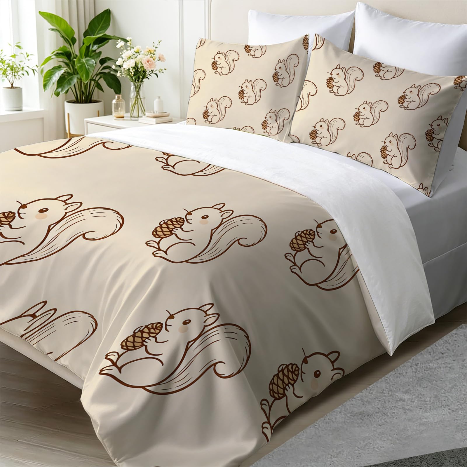 Housse de couette écureuil 135x200 en microfibre douce pour stopper les draps rêches qui grattent