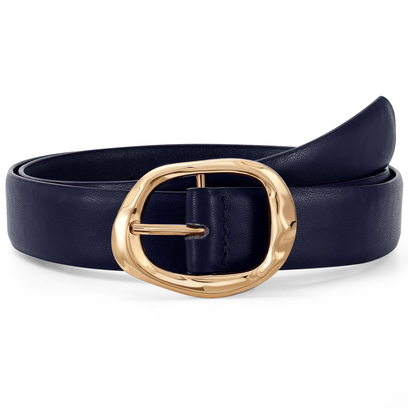 JASGOOD Women Leather Belt for Jeans Pants Ladies Casual Waist Belt Fashion Women Belt with Gold Buckle