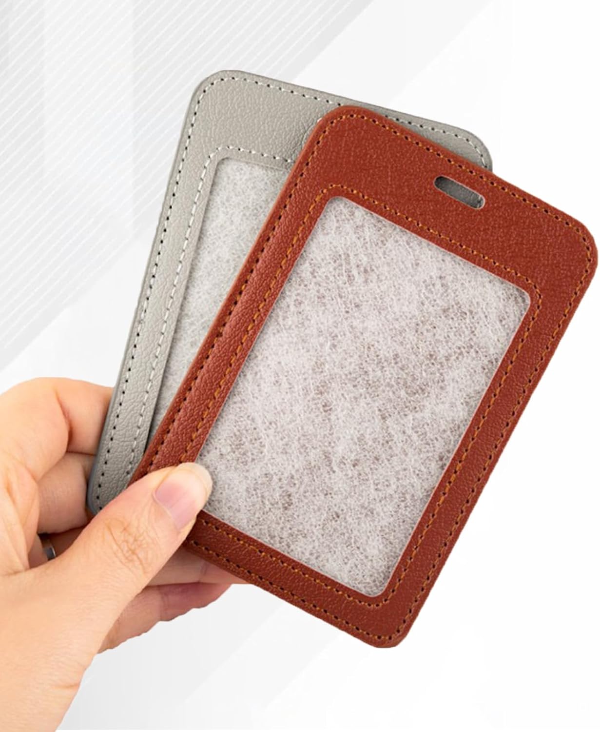 1 Pcs Leather ID Badge Holder - Horizontal, Black, Multiple Card Slots for Offices, Staff, Students, Employees - Image 4