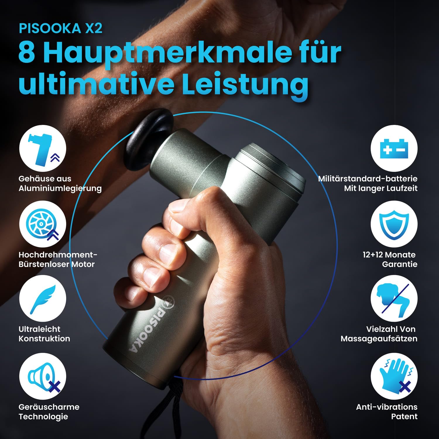Project Mars PISOOKA X2 Mini Massagepistole für Frauen (0,5kg) – Starkes Handmassagegerät gegen Nackenverspannung – Leise Massage Gun mit 4 Aufsätzen, USB-C & Geschenkbox (Rosa)