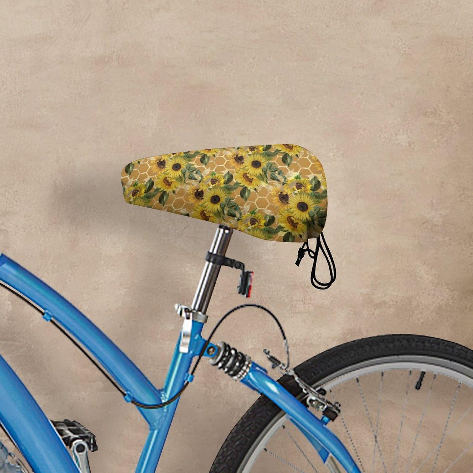 Coprisella Bici Impermeabile, Coprisella Bicicletta Impermeabile Fibbia a Molla + Chiusura a Cordino Copertura Sella Bici Motivo Girasole 3D Coprisedile Universale (Esagono,2 Pezzi)