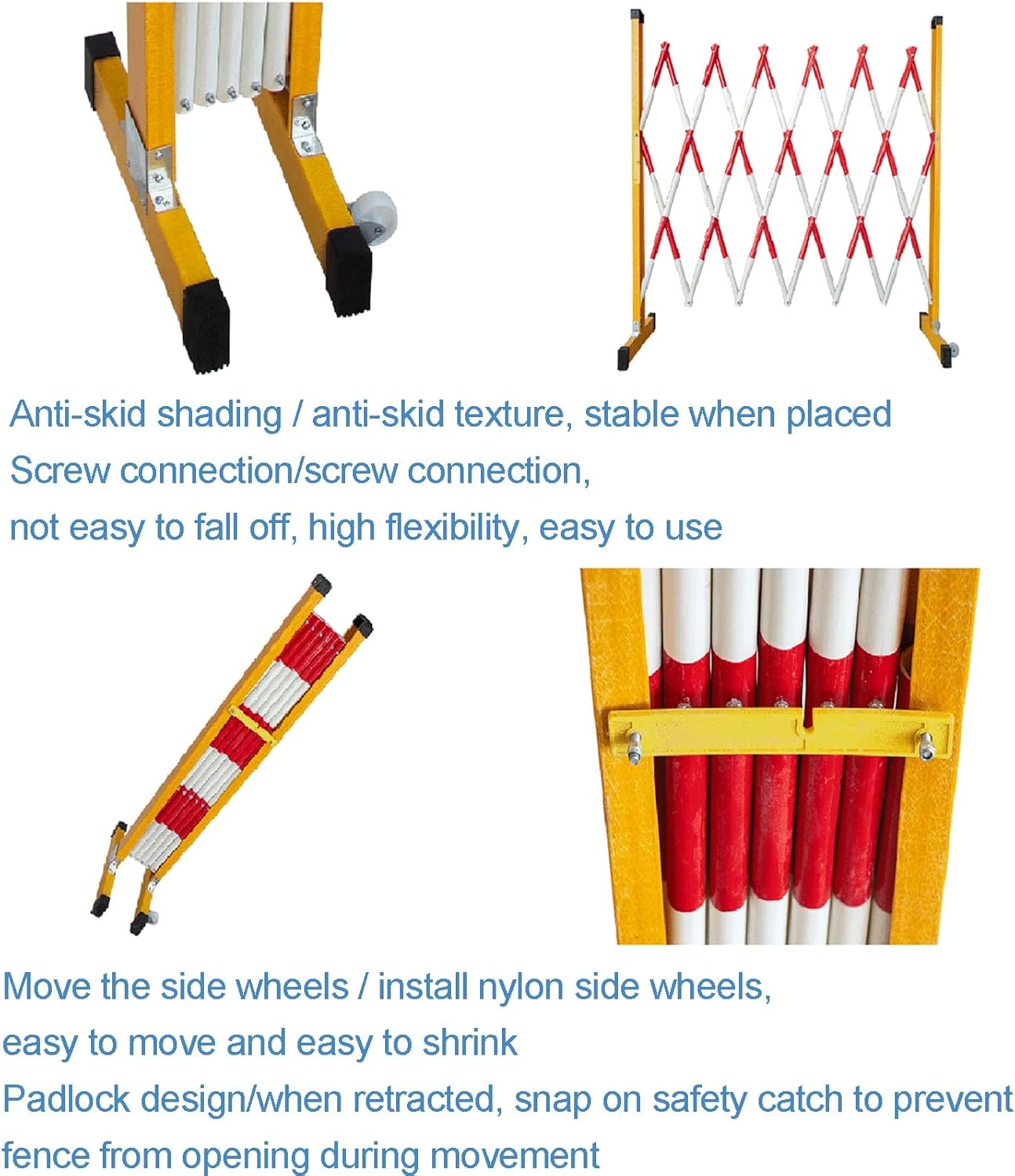 Expandable Traffic Barrier - Retractable Safety Barrier with Wheels Flexible Crowd Control Fence for Enhanced Security and Traffic Management