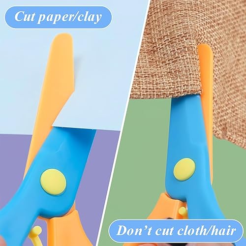 Miniatura 4 de LovesTown Tijeras de entrenamiento preescolar, tijeras de aprendizaje de seguridad para niños de plástico, tijeras de seguridad preescolar, tijeras