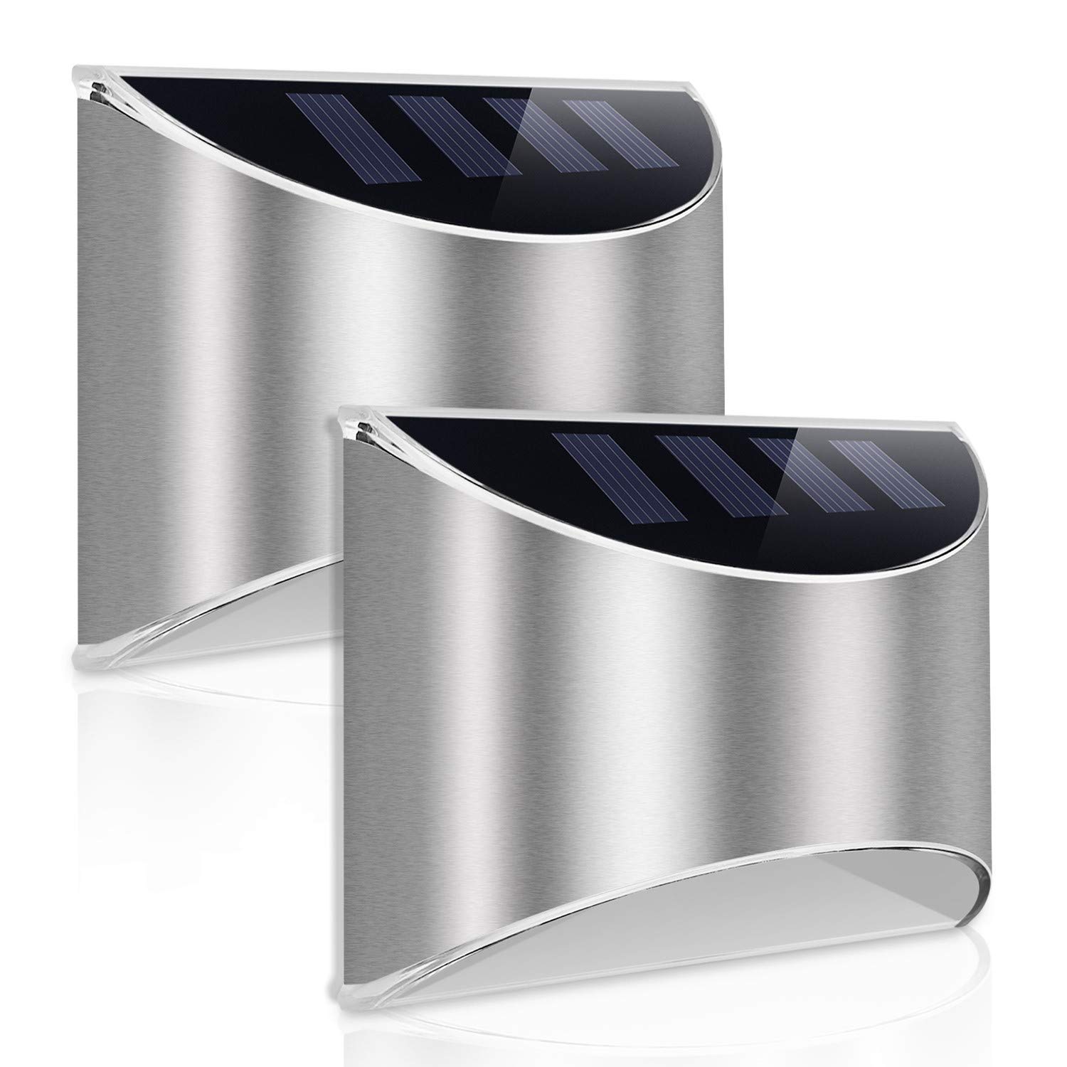 Gardenwize - Pack of 2 Solar Powered Lucent Fence Lights | Wall Lights, Supplied with Screws and fixings | Rechargable Solar Battery, Energy-Efficient | No Running Costs (GW429)