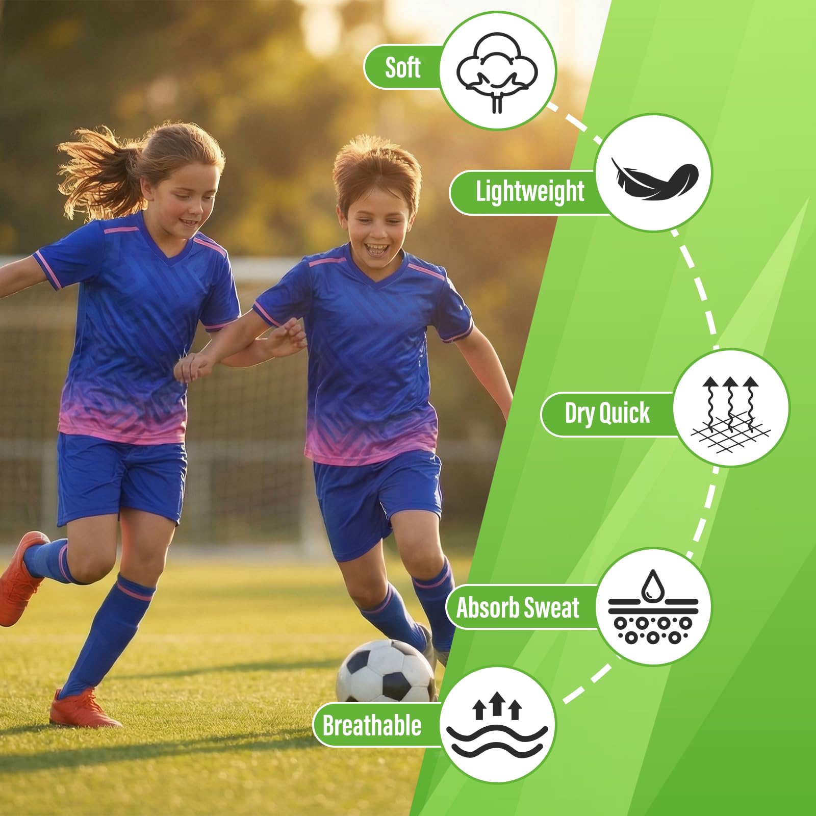 Maglia da calcio per bambini, set sportivo, per bambini, set da calcio e maglietta