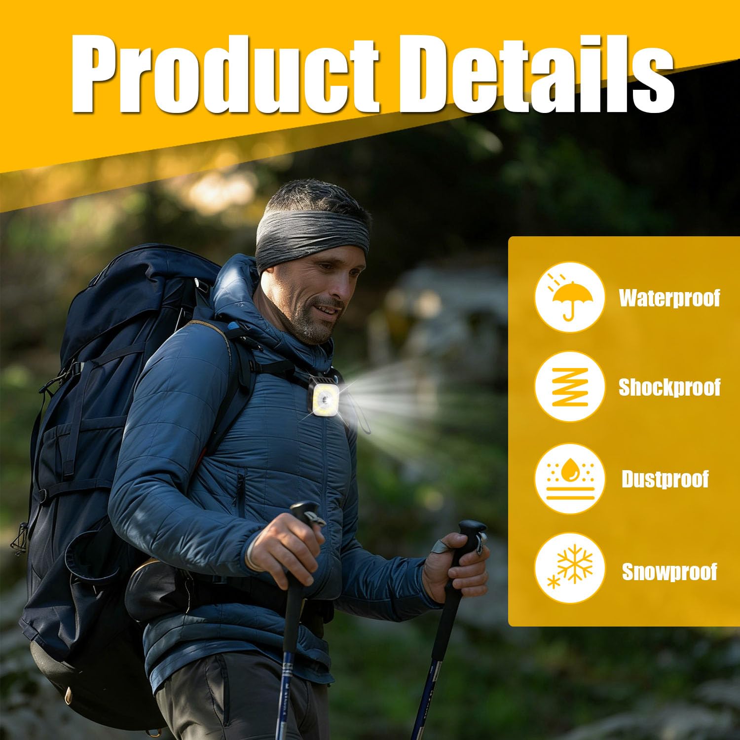 Torcia Frontale clip LED, 2 pezzi Jogging Clip Lamp, Luce Riflettente USB Ricaricabile, luce da corsa piccola, per Trekking, Bici e Uscite con Cane