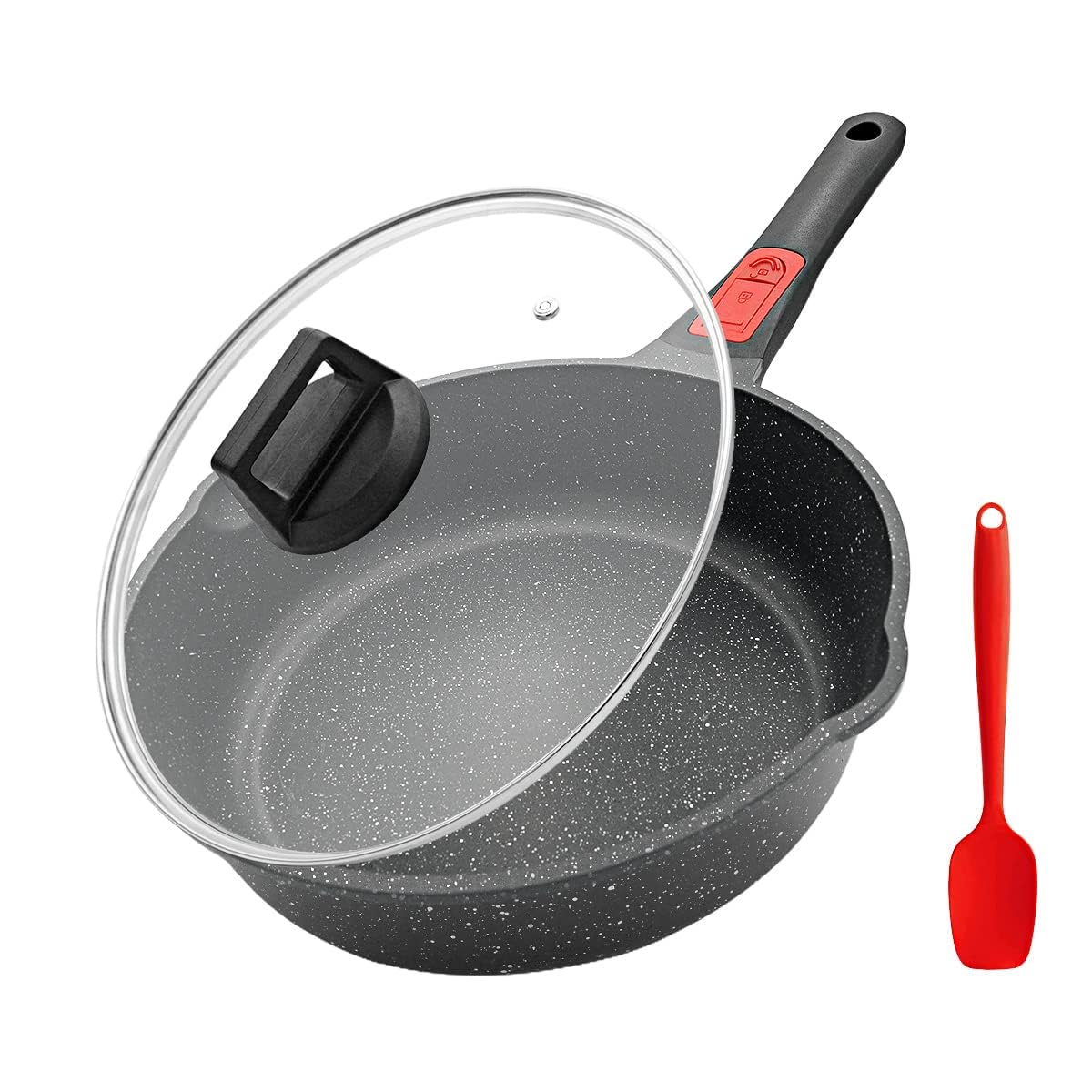AIKENBBKK 10 Inch Deep Frying Pan Skillet with Lid