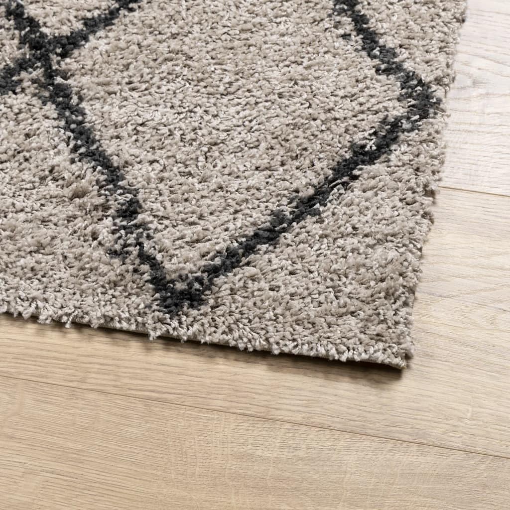 Tapis Shaggy VidaXL à Poils Longs 240 Cm - Noir Et Crème - 100% Polypropylène - Hauteur Poils 30 Mm - Chauffage Au Sol Compatible