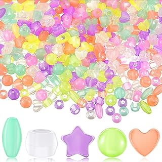 1000 Pieces Glow in The Dark Beads Star Spacer Beads Star Beads Fun Beads Mixed Color Beads Handmade Jewelry Beads for Jew...