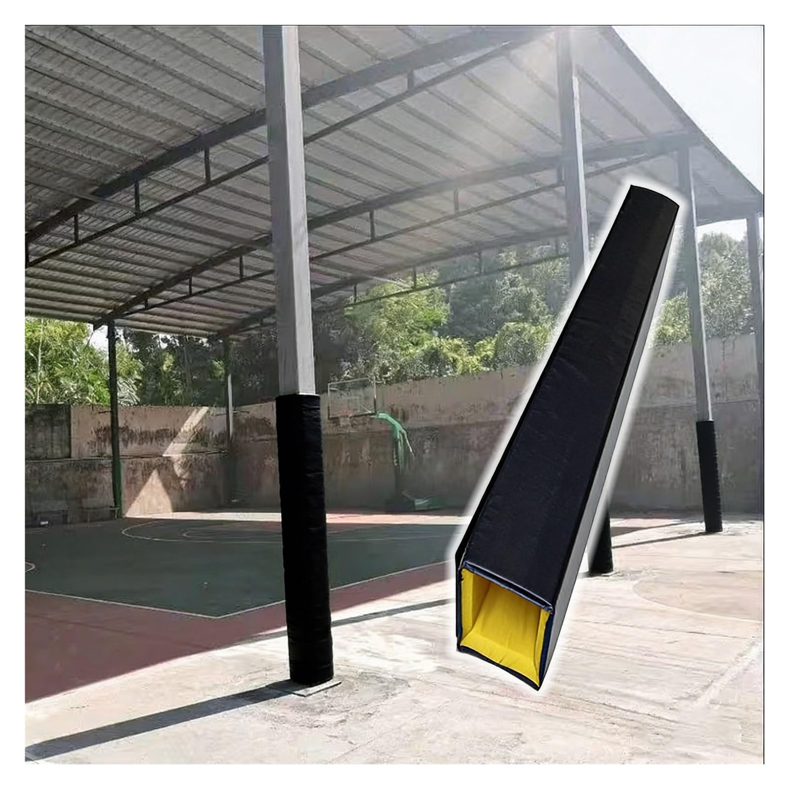 4ft Tall Anti Slip Post Protector Cushion, Square Padding for Metal Pole, Indoor Outdoor — image 1