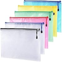 Vista 5 de Carpeta de documentos A5 de malla de plástico con cremallera para la escuela Oficina Viajes Bolsas de almacenamiento Amarillo