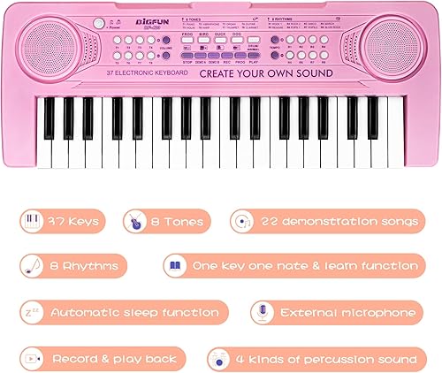 Miniatura 5 de Raimy Piano de teclado de 37 teclas para niños, aprendizaje temprano, educativo, portátil, instrumento musical electrónico, juguetes de regalo para