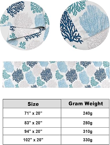 Miniatura 6 de Bufanda decorativa de cama azul verde azulado coral para pie de cama, playa de verano, costera moderna geométrica