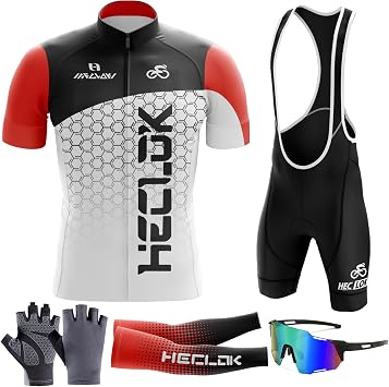 Mens Summer Cycling Short Sleeve Top and Gel Bib Shorts Set, 2024 Newest Cycling Jersey, Short Sleeve Cycling Suits Set, Cycling Jersey Kits Breathable MTB Clothing Suits
