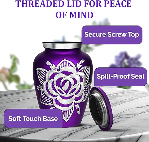 Miniatura 6 de Urna de Cremación de Rosa para Cenizas para Mujeres y Hombres - Urnas de Rosa Artesanales para Cenizas Humanas Adultas Femeninas y Masculinas -