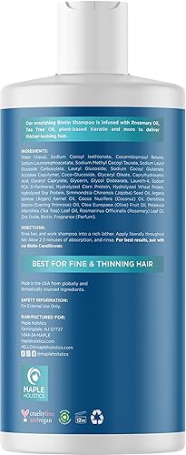 Miniatura 4 de Biotin Champú y acondicionador para adelgazar el cabello y el volumen, voluminizador de cabello para hombres y mujeres, champú y acondicionador