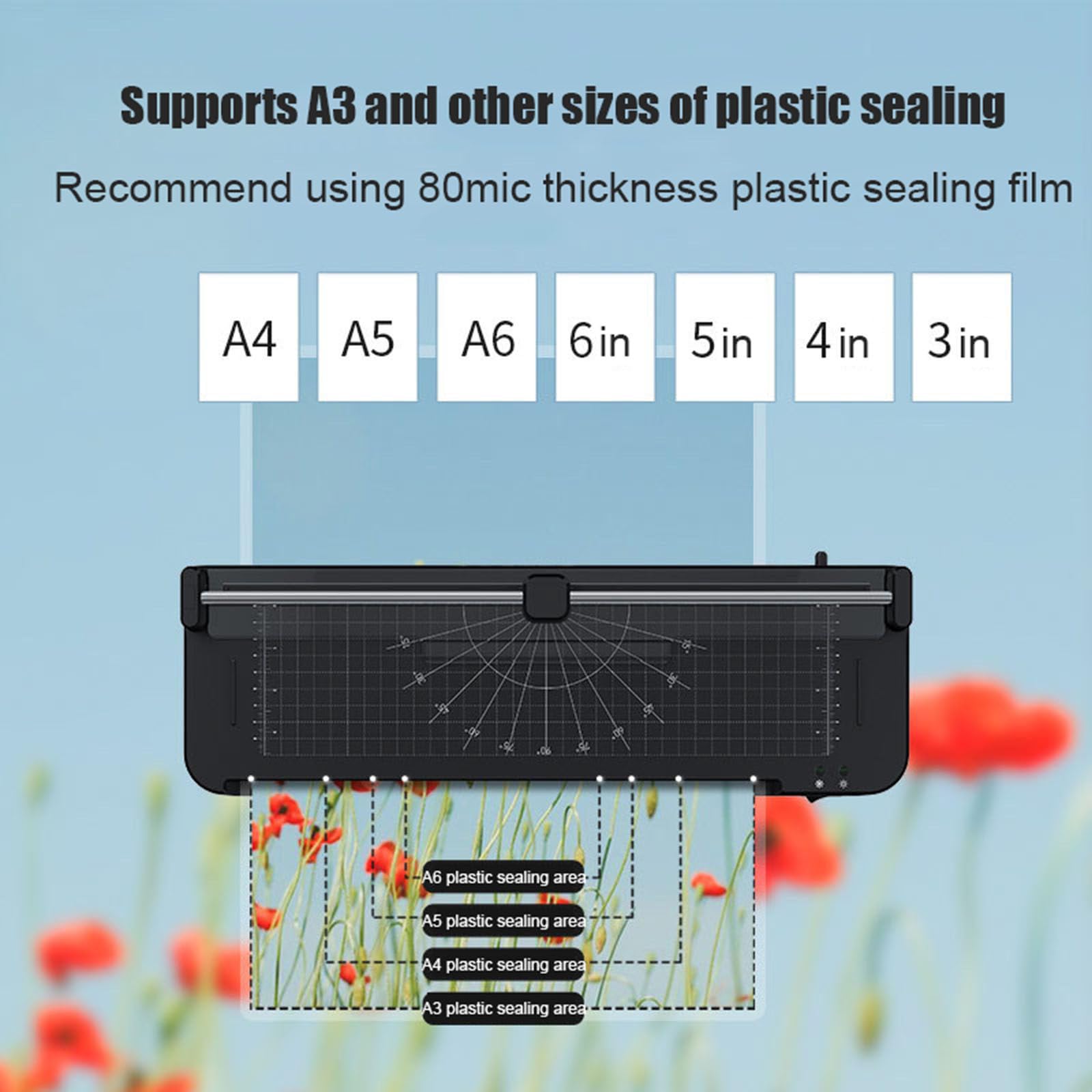 Plastificatrice con modalità caldo e freddo, Plastificatrice A4 A5 A6 con 30 buste di laminazione per ufficio, scuola e casa