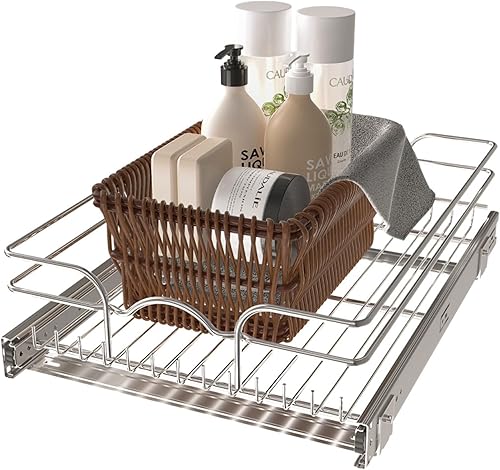 Rev-A-Shelf Kitchen Cabinet Pull Out Shelf and Drawer Organizer Slide Out Pantry Storage Basket in Multiple Sizes, 15 x 20 In, 5WB1-1520CR-1