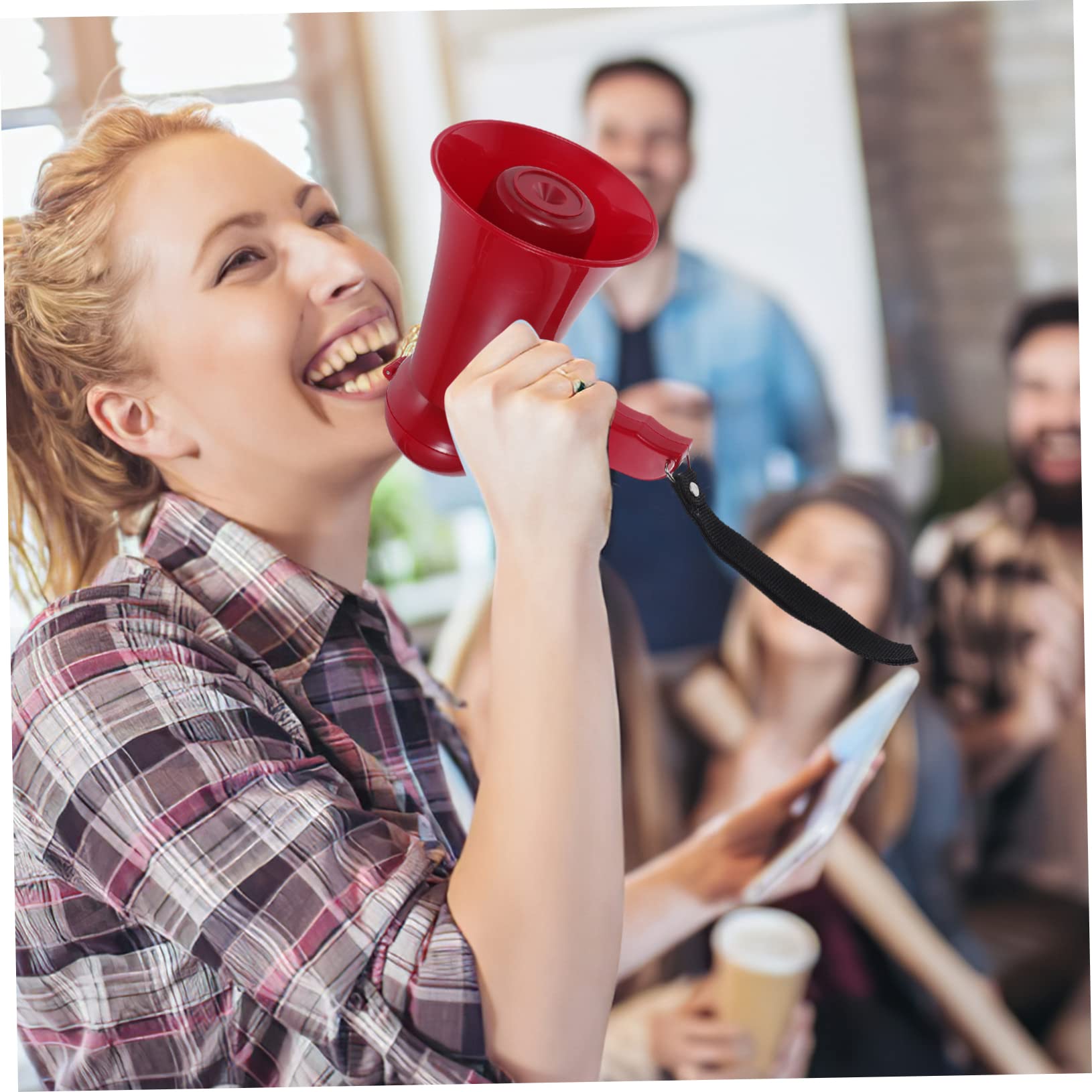 Yardwe altoparlante Altavoces portátiles Portable Speaker orador de porristas megáfono de Control de Volumen megáfono para porristas alegría de megáfono cobrable Altavoz Pato Cuernos Rojo
