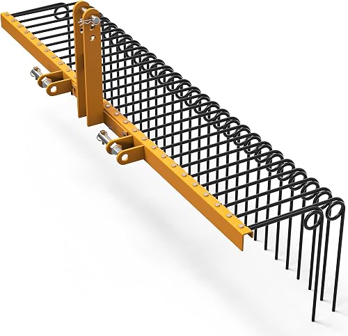 YITAMOTOR 72" Tow Behind Landscape Rake, 3 Point Pine Straw Rake for CAT 1
