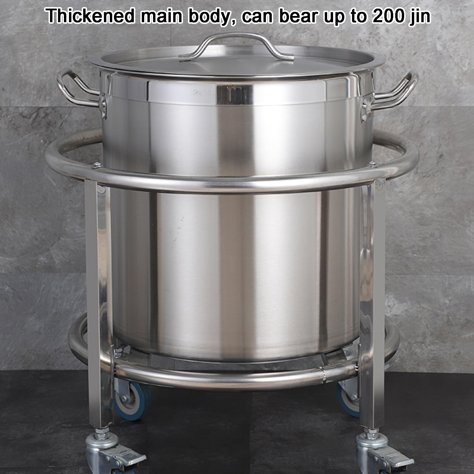 Soporte de acero inoxidable resistente para cacerolas, multifuncional, marco de barril para restaurantes, hoteles y tiendas de té con leche, estante duradero para ollas, plateado, 55 x 55 x 71