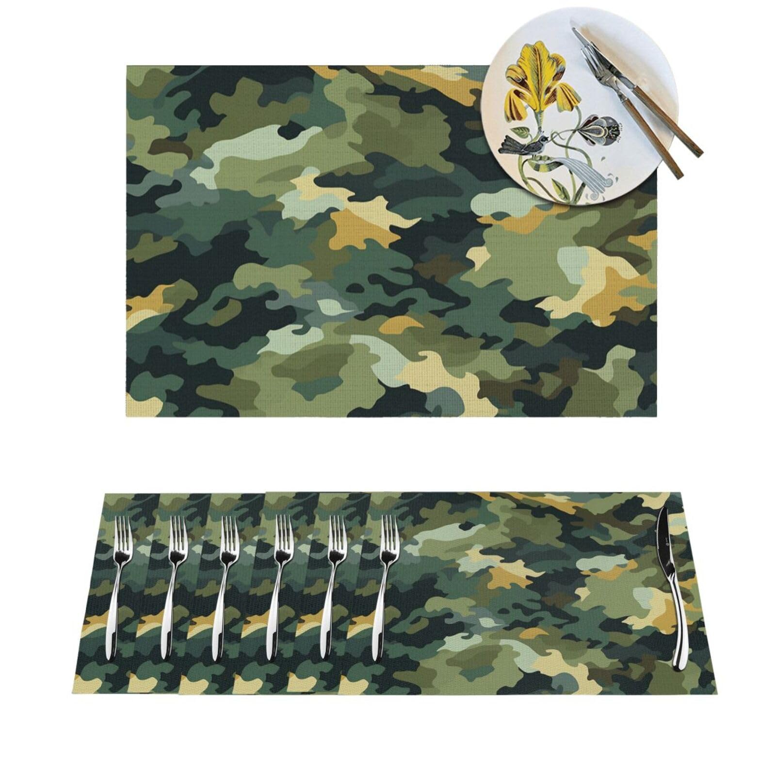 Set de table en PVC haut de gamme motif camouflage durable et antidérapant